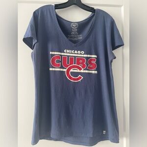 Women’s Chicago Cubs V-neck Cap Sleeve Tee